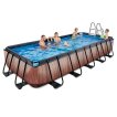 EXIT Wood piscine 540x250x100cm avec pompe à filtre à sable - brun miniature