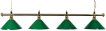 Pool billiard lamp with four shades, green / brass thumbnail
