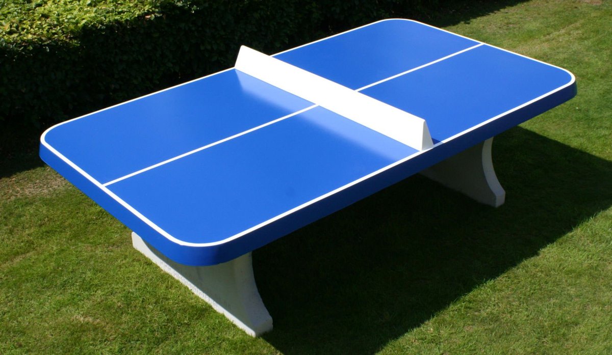 Heblad Table de tennis de table en béton bleu à coins arrondis