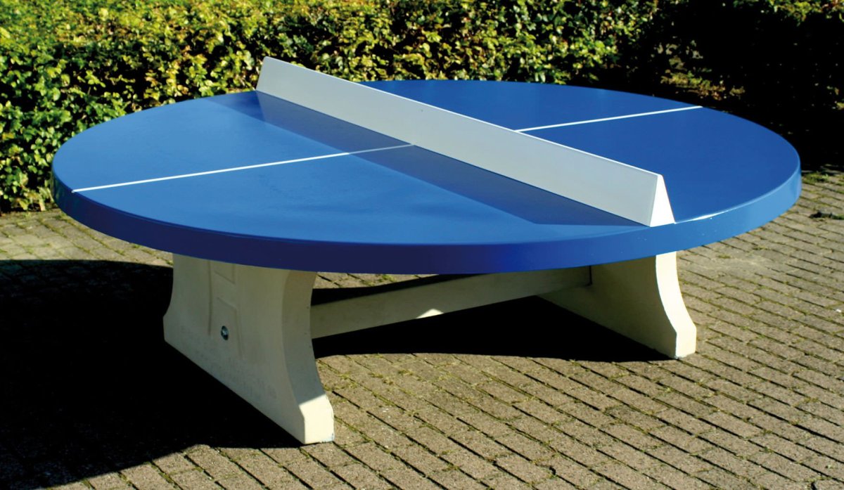 Heblad Table de tennis de table ronde en béton bleu