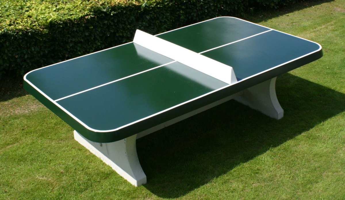 Heblad Concrete Table Tennis Table Green Rounded Corners