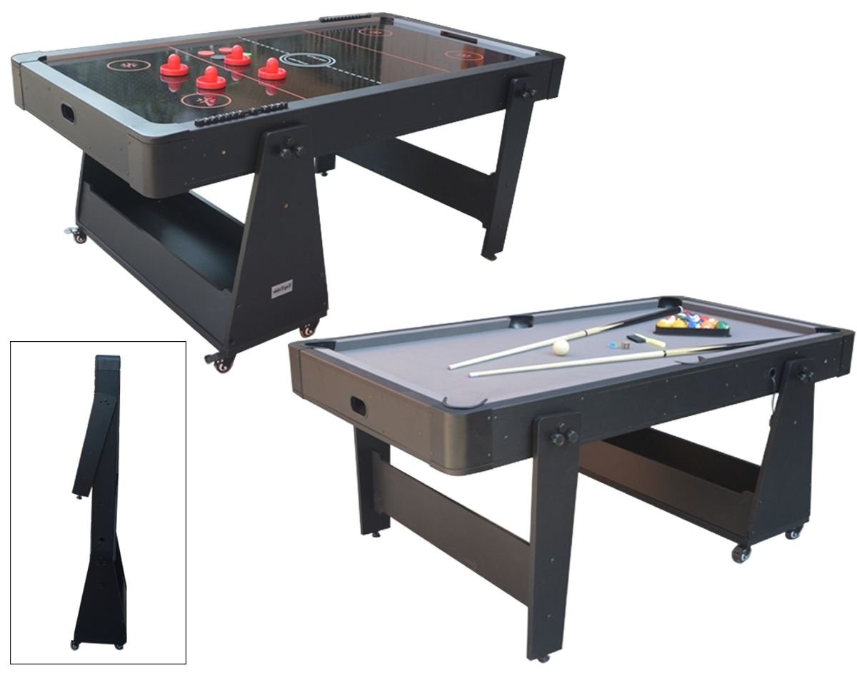 TopTable Twist 2in1 Max Air Hockey/Pool Table Black/Black 6FT