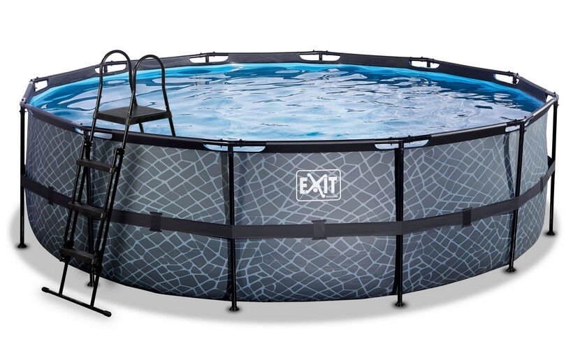 EXIT Stone pool ø488x122cm with filter pump - grey