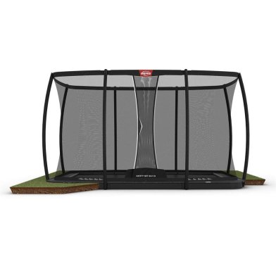 BERG Ultim Champion FlatGround Trampoline 500 Gris + Safety Net Deluxe XL