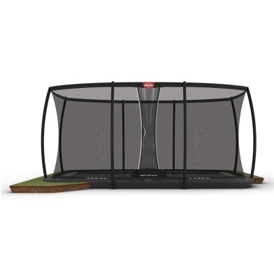 BERG Ultim Elite FlatGround Trampoline 500 Gris + Safety Net Deluxe XL