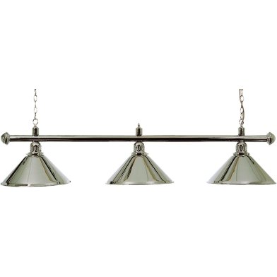 Pool billiard lamp with three chrome shades