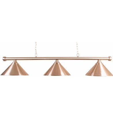 Pool billiard lamp with three shades, brushed steel