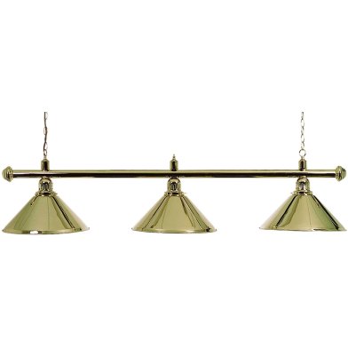 Pool billiard lamp with three shades, brass