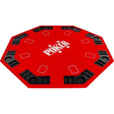 NORTH Table de poker octogonale 122cm, rouge