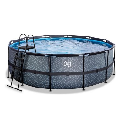 EXIT Stone piscine ø427x122cm avec pompe de filtration - gris