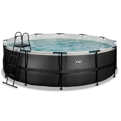 Piscine EXIT Black Leather ø488x122cm avec pompe à sable - noir