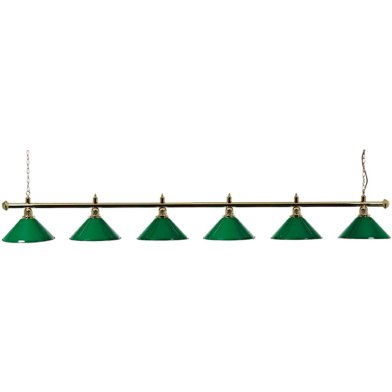Lampe de snooker à 6 abat-jour, laiton/vert