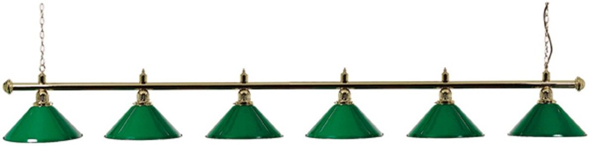 Lampe de snooker à 6 abat-jour, laiton/vert
