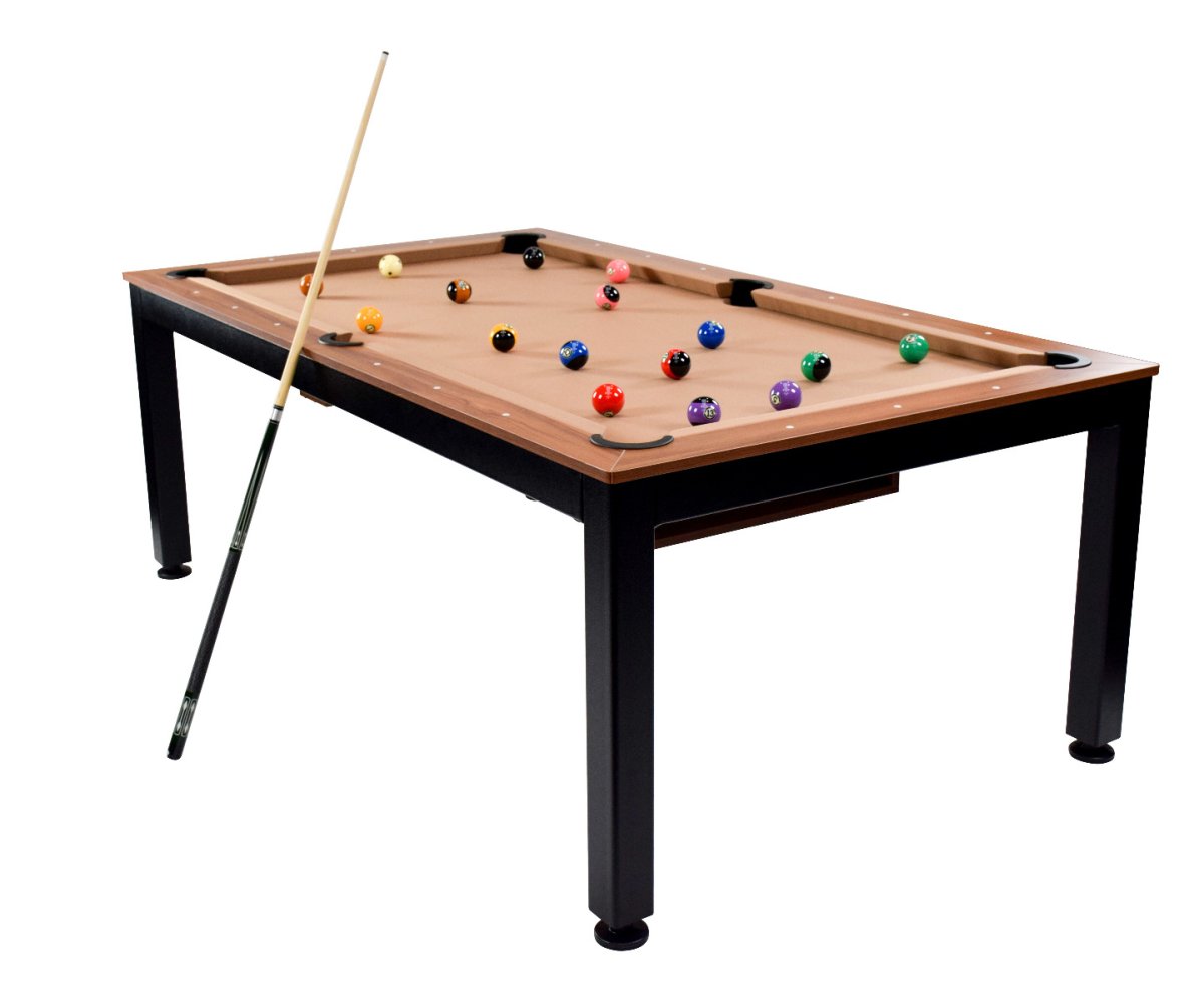 NORTH Essence Table de billard/Table à manger Noir/Noyer 7FT