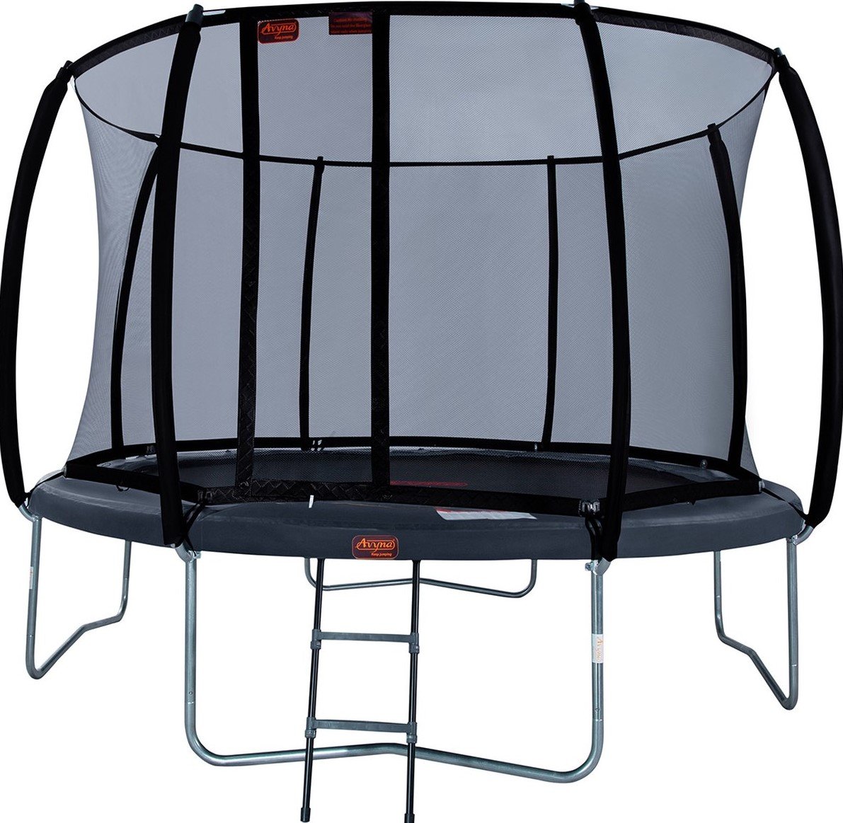Avyna Pro-Line trampoline 14 Ø430 avec filet de sécurité Royal Class et échelle offerte - Bordure HD Plus - Gris