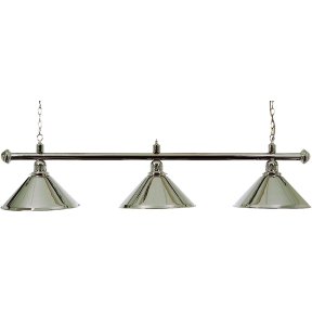 Pool billiard lamp with three chrome shades