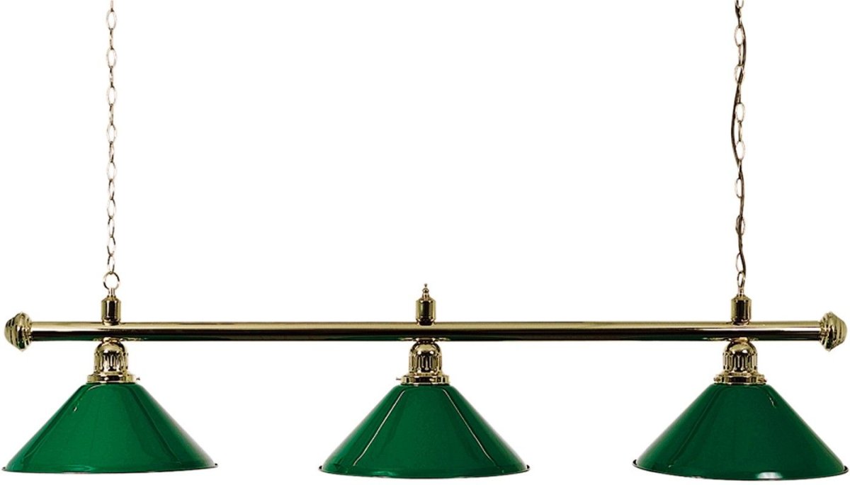 Pool billiard lamp with three shades, green