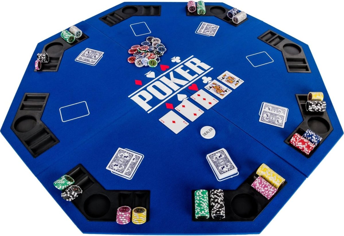 NORTH Table de poker octogonale 122cm, bleue